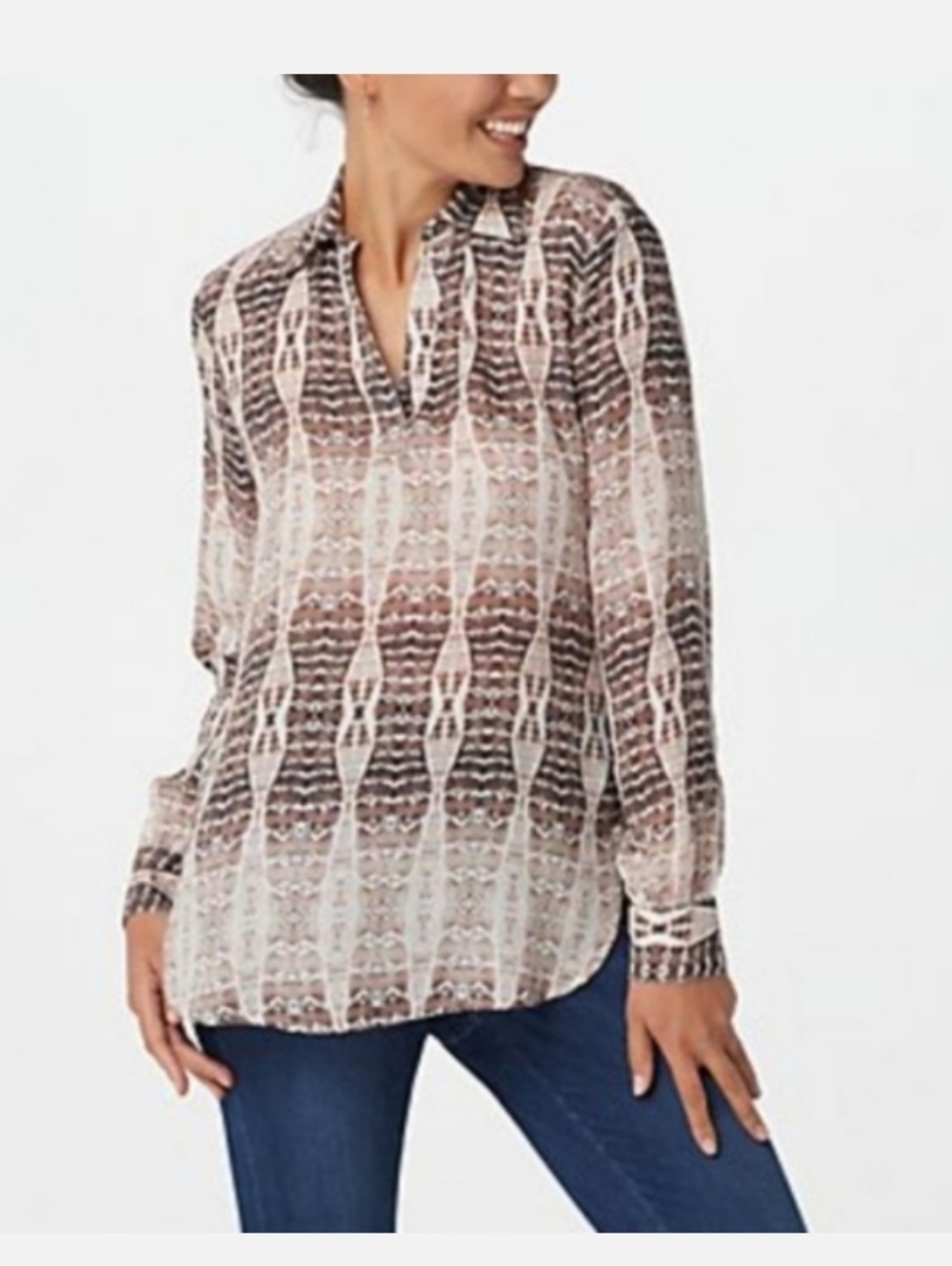 Haute Hippie Tribe Harper Python Print V-Neck Tunic Blouse XXS-S